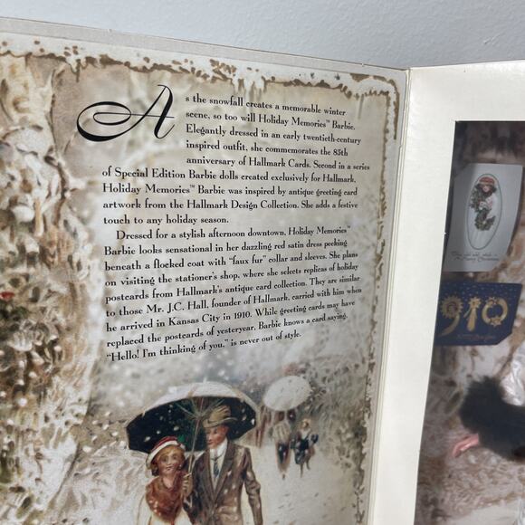 VTG Barbie Christmas Hallmark Holiday Memories Special Edition 1995 Doll Mattel - Picture 4 of 9